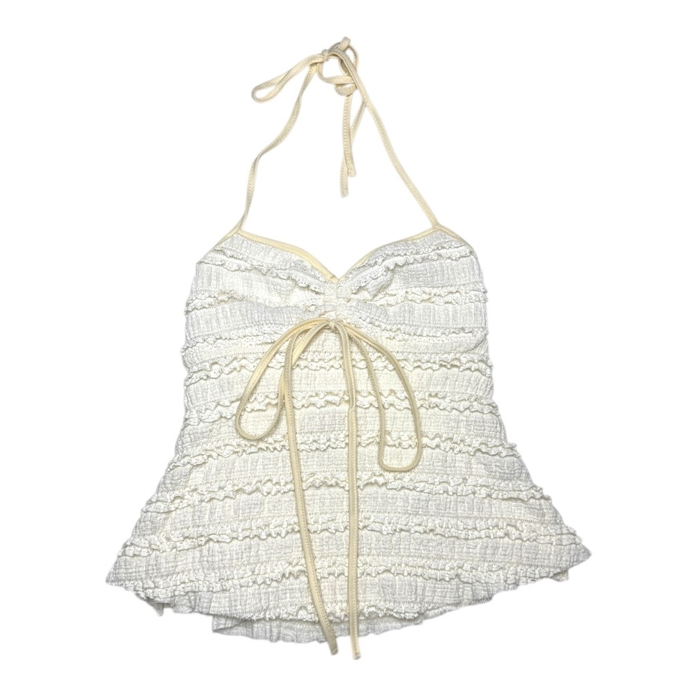 Cream Ruffle Halter Top Size XS